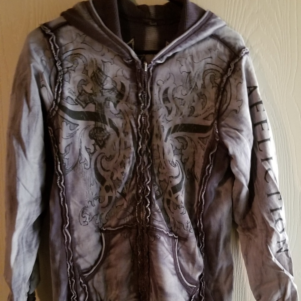 Affliction distressed reversible  sweatshirt